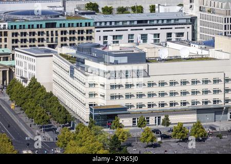 Embassy of the United States. View from the panorama point Kollhoff-Tower at Potsdamer Platz, city view. Berlin, Germany, Europe Stock Photo