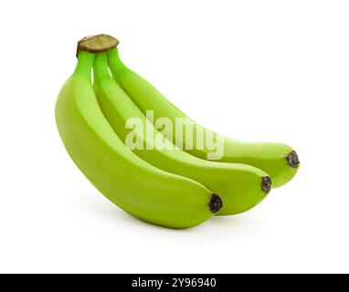 Fresh ripe green bananas isolated on white Stock Photo