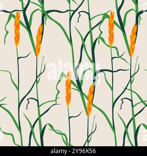 Wheat Ears Seamless Vector Pattern Stock Vector