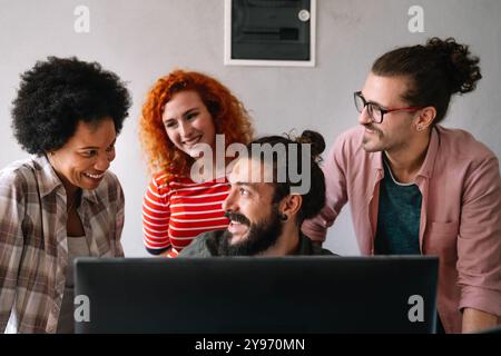Software engineers working on project and programming in company. Startup business concept Stock Photo