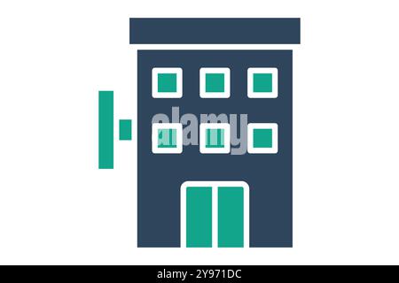 Hotel icon. solid icon style. icon related to building. hotel elements vector illustration Stock Vector