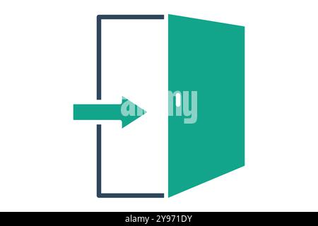 Entrance icon. solid icon style. open door with arrow. hotel elements vector illustration Stock Vector