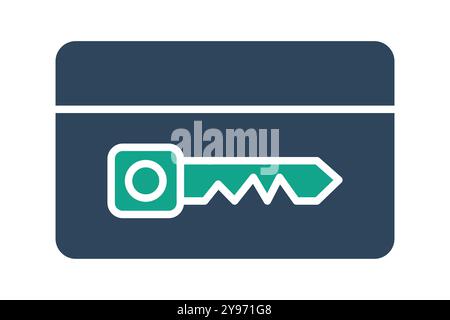 Key card icon. solid icon style. icon related to reception. hotel elements vector illustration Stock Vector