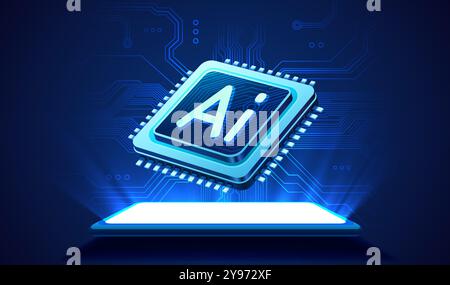 Ai chip phone, innovation tech, ai art technology. Vector Stock Vector