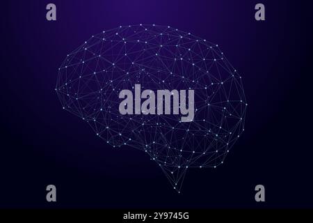 Artificial Neural Network. Brain as artificial intelligence network. Abstract brain made of connected nodes. Stock Vector