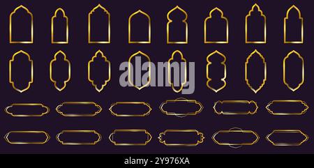 Golden ornate vector frames, borders and corner elements set. Frame ...