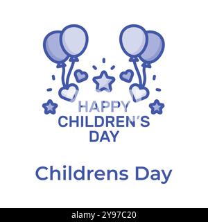 Creatively crafted happy Children day icon in trendy style Stock Vector