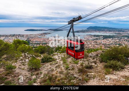 The Mont Faron cable car in Toulon, Var, Provence Alpes Côte d'Azur, France Stock Photo