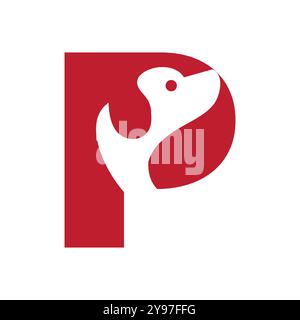 Pet logo on letter P vector template. Dog logotype Stock Vector