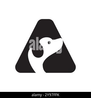 Pet logo on letter A vector template. Dog logotype Stock Vector