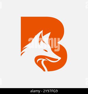 Fox logo on letter B vector template Stock Vector