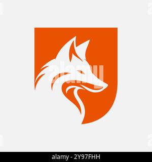 Fox logo on letter U vector template Stock Vector