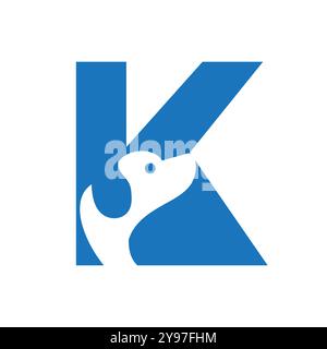 Pet logo on letter K vector template. Dog logotype Stock Vector