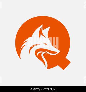 Fox logo on letter Q vector template Stock Vector