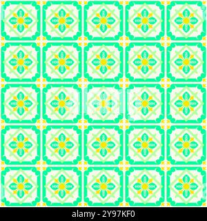 Ceramic tile in talavera style. Seamless patchwork tile with Islam, Arabic, Indian, Ottoman motifs Stock Vector