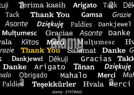 Thank you languages seamless pattern. Thank you phrase international design. Stock Vector