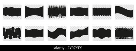 Abstract Geometric Shapes Set. Curved and Wavy Minimal Design Elements for Website Decoration. Black Abstract Separator for Web Page. Isolated Vector Stock Vector