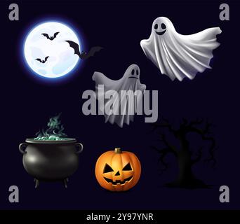 Realistic Halloween set Stock Vector