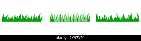Pixel Art Grass Icon Set. Retro Pixelated Green Grass in Nostalgic 8-bit Style. Isolated Vector Illustration Stock Vector