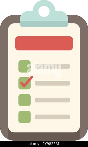 Clipboard is showing a checklist with check marks, representing task management and productivity Stock Vector