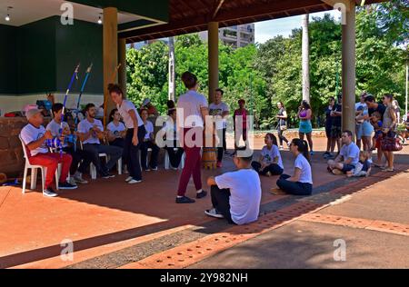 RIBEIRAO PRETO, SAO PAULO, BRAZIL - April 16, 2023: People having fun at a 'capoeira' event Stock Photo