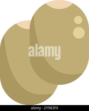 Two whole kiwi fruits are overlapping, with the front kiwi angled slightly down and the back kiwi fruit partially obscured Stock Vector