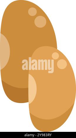 Minimalist illustration featuring two soybeans, highlighting their role as a key ingredient in various food products Stock Vector