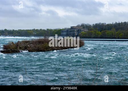 Niagara River's flow by the power station Stock Photo