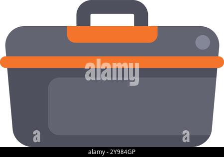 Grey toolbox with orange details holding working tools for repairing Stock Vector