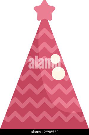 Pink party hat with white polka dots and a star on top, designed for festive celebrations and joyful occasions Stock Vector