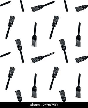 Vector seamless pattern of hand drawn doodle sketch paint brush isolated on white background Stock Vector