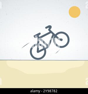 bicycle icon, riding bike in the summer sunny day. Stock vector illustration isolated on light background. Stock Vector