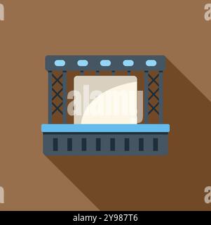 Empty concert stage with lighting equipment is waiting for a band to start playing Stock Vector