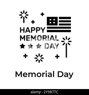 An icon happy memorial day in trendy style, remembrance day vector design Stock Vector