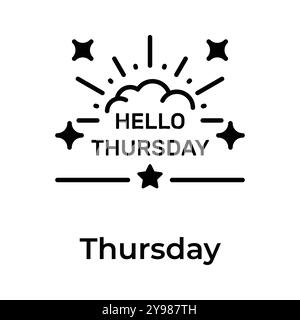 Hello thursday icon design, beautiful words calligraphy, motivational inspirational phrase Stock Vector