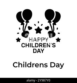 Creatively crafted happy Children day icon in trendy style Stock Vector