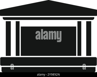 Black solid icon of a podium with columns, typically used for presentations or speeches Stock Vector
