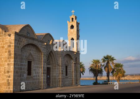 Abandoned Greek Orthodox church; Agia Thyrsos Church near Yenierenkoy village in Northern Cyprus Stock Photo