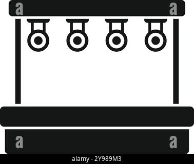 Black silhouette of a grow light system hanging over an empty seed tray, for starting plants indoors Stock Vector
