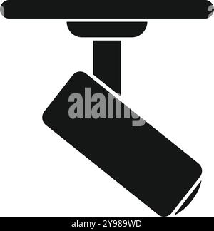 This simple vector icon represents a spotlight hanging from the ceiling, illuminating the space below Stock Vector