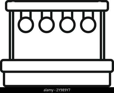 Simple line icon of a shooting range game with hanging targets, typically found at funfairs and amusement parks Stock Vector