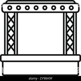 Minimalist icon of a stage podium with a sound system and lighting ...