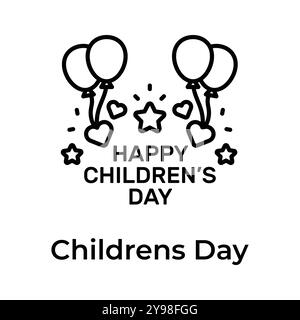 Creatively crafted happy Children day icon in trendy style Stock Vector