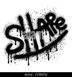 graffiti Share text sprayed in black over white. Stock Vector