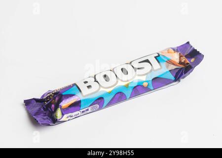 London, United Kingdom, 30th September 2024:- A view of the Cadbury’s confectionary Boost, against a white background Stock Photo