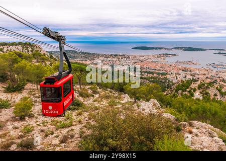 The Mont Faron cable car in Toulon, Var, Provence Alpes Côte d'Azur, France Stock Photo