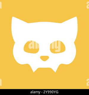 Cat skull silhouette on yellow background. Vector illustration Stock Vector