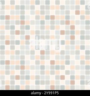 mosaic of rounded square tiles illustration, color seamless repeatable pattern texture background Stock Vector