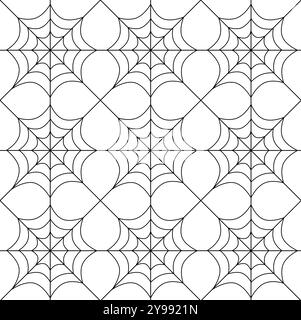 Seamless cartoon halloween pattern. Spider web on white background Stock Vector