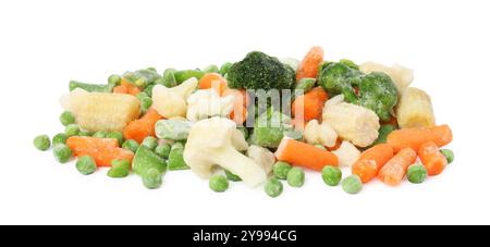 Mix of different frozen vegetables isolated on white Stock Photo
